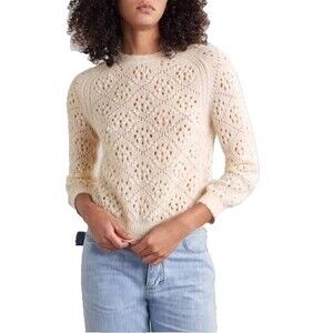DOEN Emiliana Women's Open Stitch Sweater size XS NWT Alpaca Wool Crew Neck